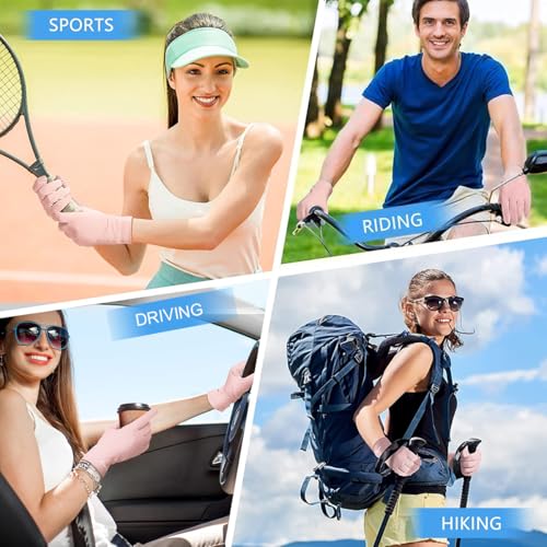 Image of PALAY Sun Protection Gloves for Women - Non-Slip Touch Screen, Breathable Ice Silk Cooling, Summer Outdoor Full Finger With Snap Button Closure for Cycling, Driving, Fishing