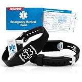 Elite II USB Medical Alert Bracelet – Hypoallergenic Silicone Wristband w/ 2GB Waterproof Flash Drive, Engraved ID Plate, and Emergency Medical Card – Access to Personal Health Record Portal, Black