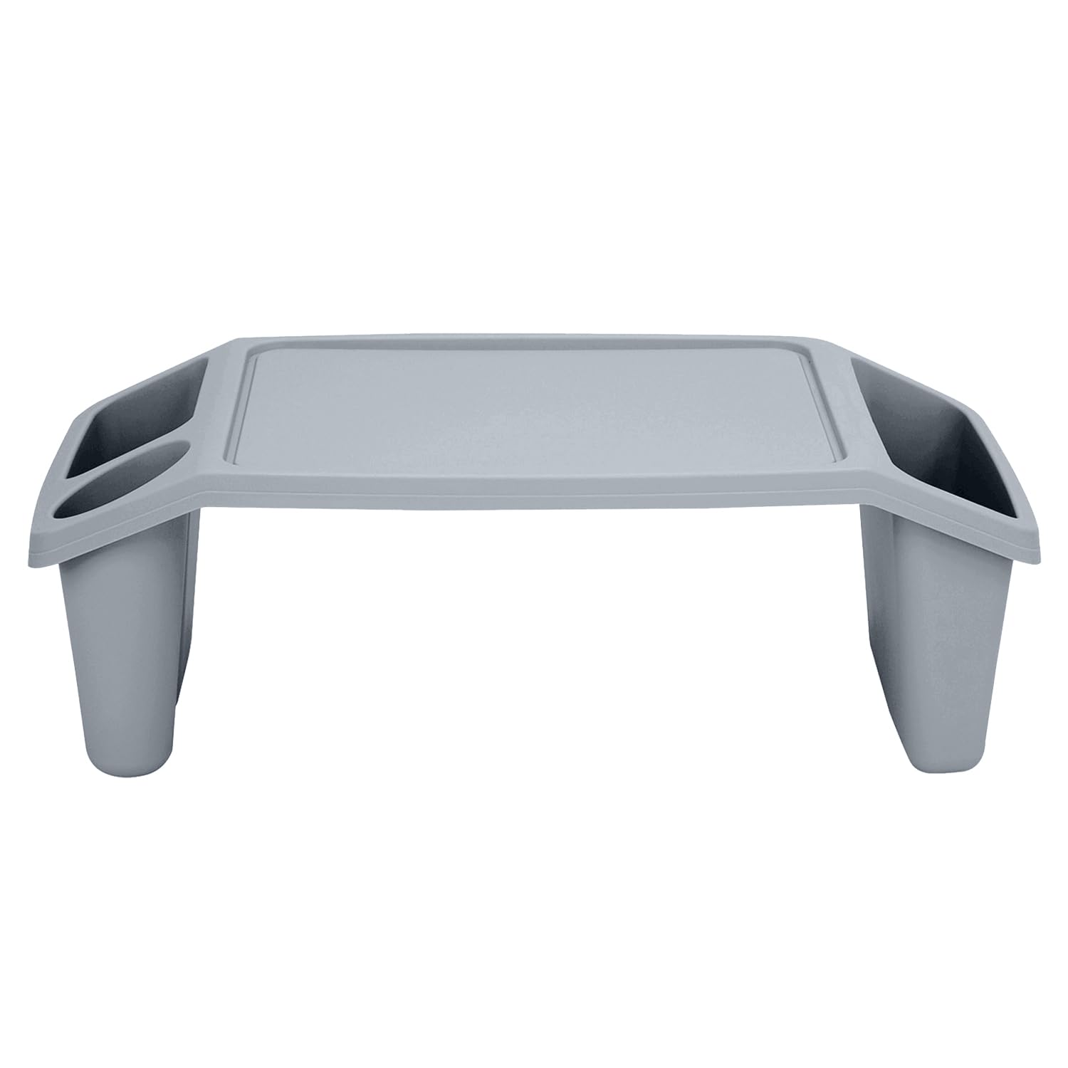 Agp Advanced Global Productions Grey Portable Lap Tray - Multipurpose Laptop Desk Tv Tray With Storage Compartments - Lightweight Bed Table For Breakfast & Dinner - Durable Plastic Activity Table For Kids