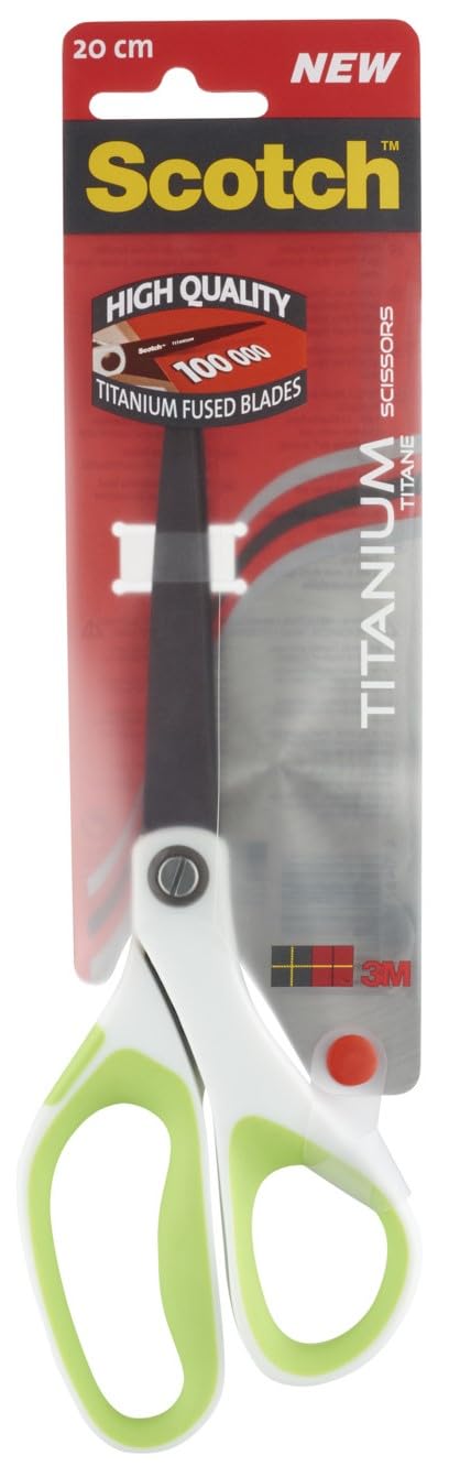 ScotchTitanium Scissors Green, 1 per Pack, 20 cm - Ideal for Fabric, Crafts and Photos, Good for Right Hand Use and Left Hand Use