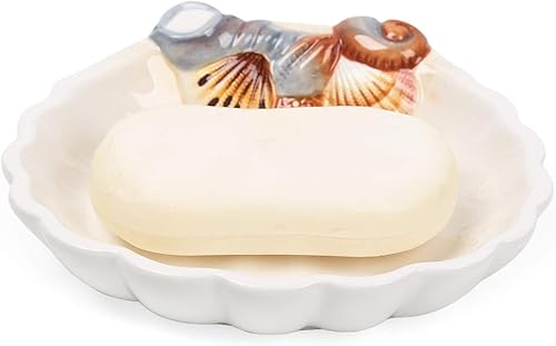 Jabonera de cerámica, para baño, bañera y fregadero de cocina, diseño de carcasa 3D