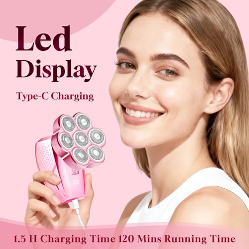 Electric Razors for Women 120min Cordless Painless Hair Remover 7D Floating Head IPX7 Waterproof for Legs Face Bikini Line — view 5