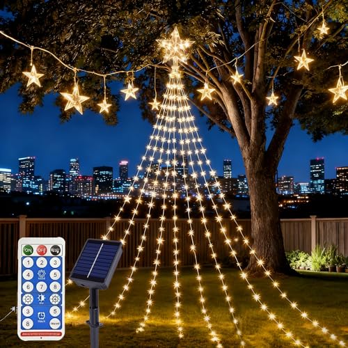 2M LED Wasserfall Lichterkette Stern,Weihnachtsbaum Lichter...