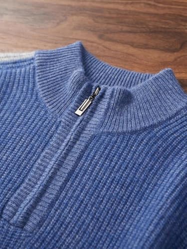 Men's Cashmere Sweater Half High Neck Zipper Knitted Pullover Casual Long Sleeved Top4