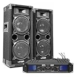 Max Dual 6" Passive DJ Speaker System with Skytec SPL500 Power Amplifier 1200W - Complete DJ Disco Party Audio Setup with Speaker Cables Included - Image 1