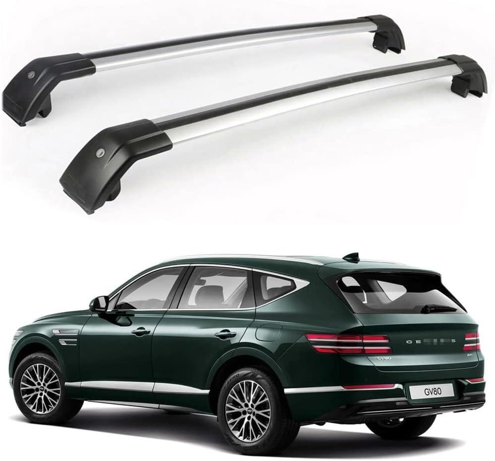 2Pcs Lockable Roof Racks Crossbars Cross Bar Rack fits for Hyundai Genesis GV80 - Silver