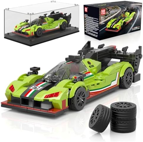 Mould King 27097 Technik Speed Champion Auto Set Bausteine Klemmbausteine Auto SC63 Rennauto Spielzeug Sportwagen Modellauto mit Acryl Display Box für Erwachsene - 399 Teile