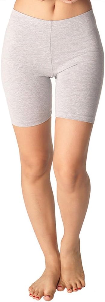 Womens Luxe Cotton Shorts: Premium Mid Length Yoga Short, Grey - Small