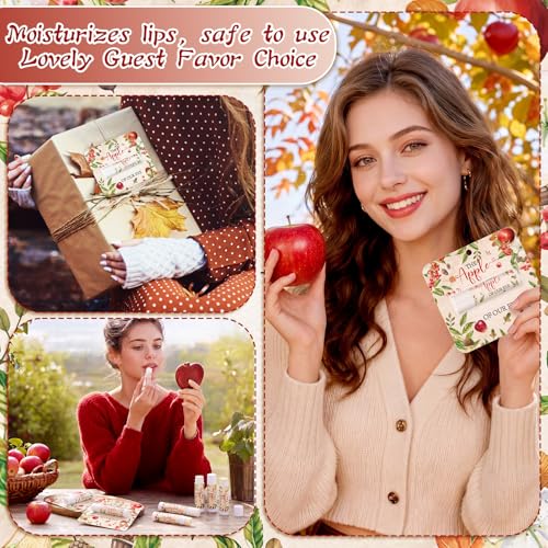 Image of 24 Pcs Apple Theme Baby Shower Lip Balms Bulk the Apple of Our Eye Baby Shower Party Favors for Guest Lip Balm Gift Set Travel Size Lipstick Autumn Thanksgiving Sweet Birthday Favor Decoration