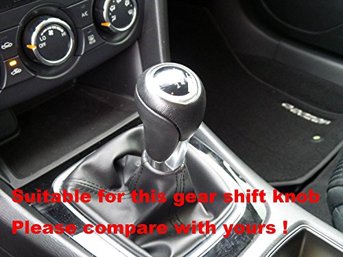 Ji Loncky Black Genuine Leather Gear Shift Knob Cover For Mazda Cx-5 2013 2014 / Mazda Cx-9 2013 2014 / Mazda 6 Mazda6 2014 / Mazda 3 2013 / Mazda 5 2013-2015 Touring Automatic Accessories #TOP4