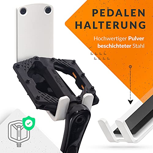 Fahrrad Wandhalterung Horizontal | Pedal Wandhaken Radaufhängung Weiß | Fahrradhalterung Rad Wandhalter | Fahrradhalterung Wand bis 30 Kg