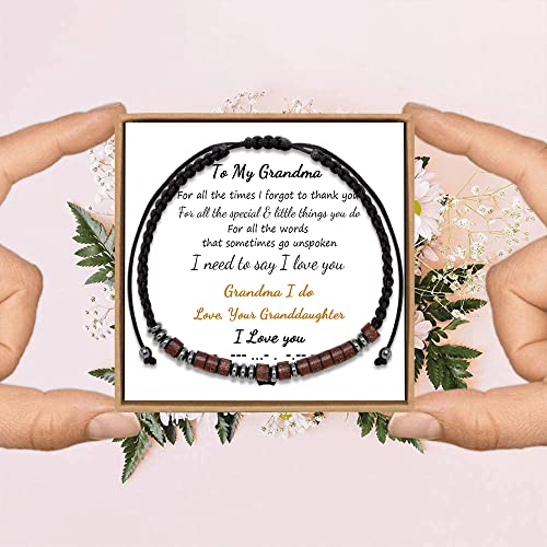 Joycuff To My Grandma Bracelets For Women Morse Code Bracelets I Love You Unique Grandma Gifts For Birthday Mother's Day Thanksgiving Day Christmas Wrap Strand String Wood Bracelet #TOP5