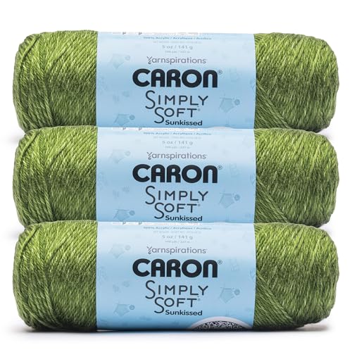 Image of Caron Simply Soft Sunkissed Avocado Tonal Yarn - 3 Pack of 141g /5oz - 100% Acrylic - #4 Worsted (Medium) - 248 Yards - Knitting /Crochet