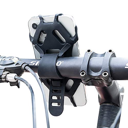 Bike Phone Mount, WixGear (2 Pack) Universal Rubber Bike Phone Holder and Motorcycle Phone Mount, Phone Holder for Bicycle Handlebars, Silicone Soft Rubber, Fits All Smartphones, Bike Accessories