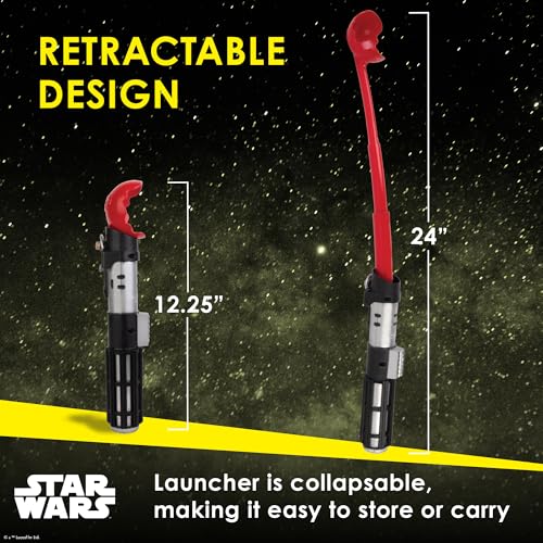 Star Wars for Pets Lichtschwert Ballwerfer für Hunde - Darth Vader Themed einziehbarer Hundeballwerfer mit Tennisbällen, startet bis zu 45 m