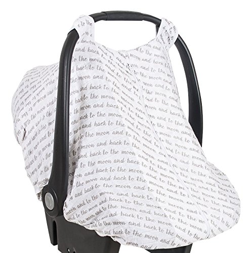 Bebe Au Lait Premium Muslin Car Seat Cover, Easy Snap Straps, Fully Zippered Opening - Love