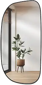 Espelho de Corpo Inteiro Orgânico Ágata 110x53 – Elegância e Amplitude para Seu Ambiente (Preto)