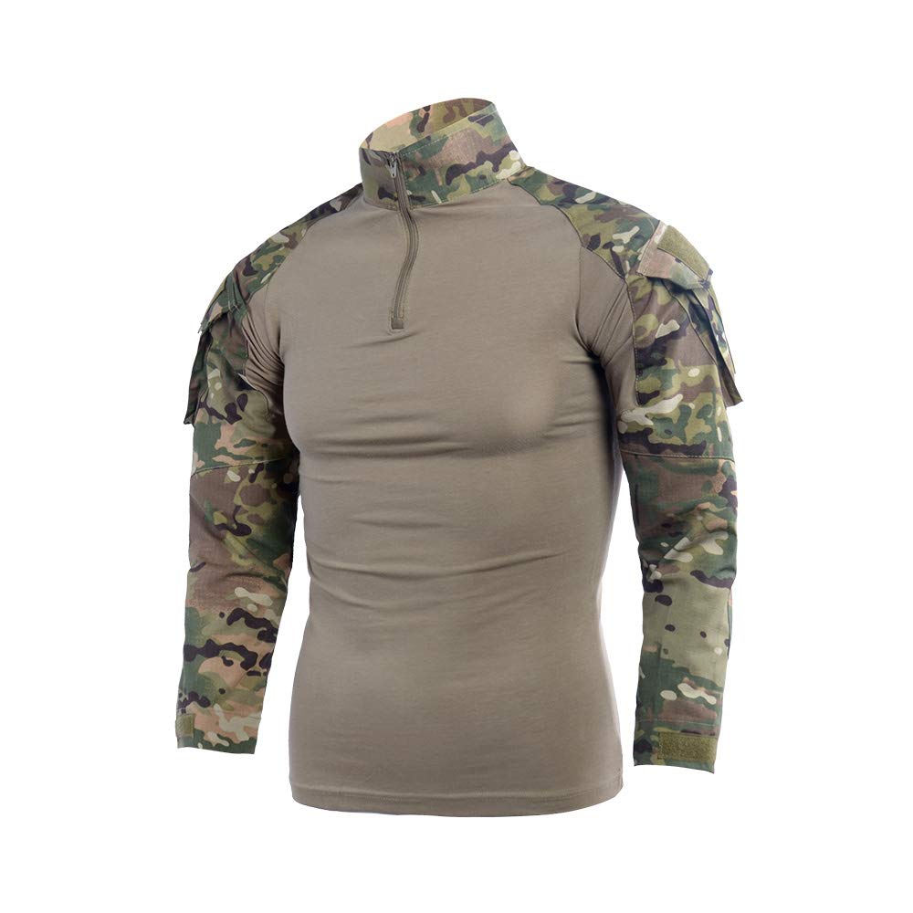 LNFINTDOMilitary Shirts for Men Tactical Long Sleeve 1/4 Zip Multicam Combat Shirt Assault Army Uniforms Airsoft Outdoor Top