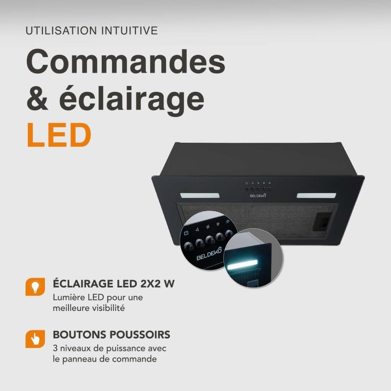 HOTTE INCASTRABILE — GRUPPO FILTRANTE NERO 52 CM | ISOS 52 BK BELDEKO