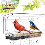 LUJII Shatterproof Fenêtre Bird Feeder avec des coupes d'aspiration plus fortes, Wild Bird Feter pour l'extérieur Nourriture, toute une pièce non collée, convient aux oiseaux plus grands comme Cardinal ou Blue Jay, clair