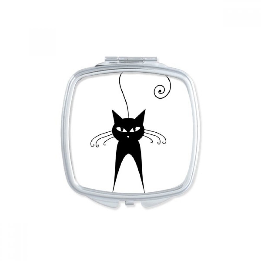 Miroir compact de maquillage avec chat noir pour vos retouches en voyage