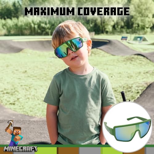 Image of ARKAID Minecraft Boys Sunglasses | Official Minecraft Gear | 100% UV Protection | Official Minecraft Boys Sunglasses and Sports Wraps | Impact Resistant | Gift Idea | Fits Most Kids
