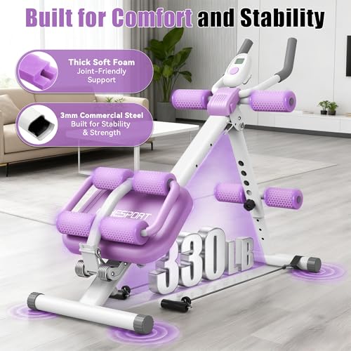 Image of EPHESPORT Multifunctional Ab Machine, Crunch & Sit-Up Core Trainer, Adjustable Ab Trainer with Knee & Back Support, Foldable, Full Body Workout Equipment for Home Gym