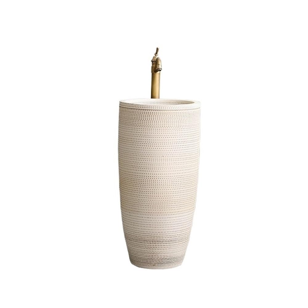 Zhaoj24-05 One Color Pedestal Sink Pedestal Sink Ceramic One Piece Wash Basin With Faucet And Drain For Bathroom Courtyard Balcony