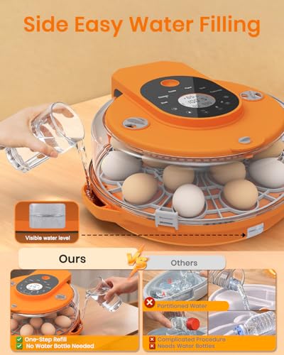 Incubators for Hatching Eggs,15 Egg Incubator with Automatic Egg Turner,Temperature & Humidity Control，Egg Candler,Incubators with 2 Trays, 360° Viewing for Hatching Chicken Duck Goose Quail Bird - Thumbnail 5