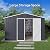 Aquifta 10 x 12 FT Storage Shed, Metal Sheds with Sloping Roof and Lockable Door, Outdoor Shed for Backyard Garden Patio and Lawn, Dark Grey