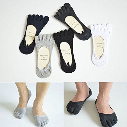 Cotton Soft Five Finger Nonslip Invisible Men Ankle(Black)3
