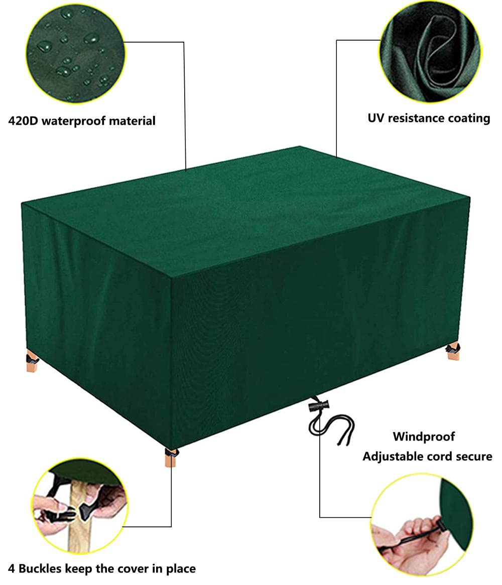 Copertura Per Mobili Da Giardino 150x90x90cm - Impermeabile, Anti-UV E Antivento In Oxford Verde | Per Tavoli Esterni - Foto 10