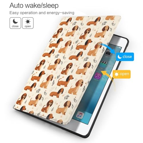 Étui iPad 10.2 motif teckel avec support et veille auto