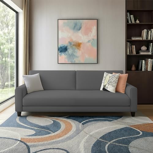 Image of Kathleen 3 Seater Sofa Set for Living Room - Foldable Convertible Couch Furniture for Home, Office or Guest Use, Modern Designer Stylish Comfortable (Dark Grey)