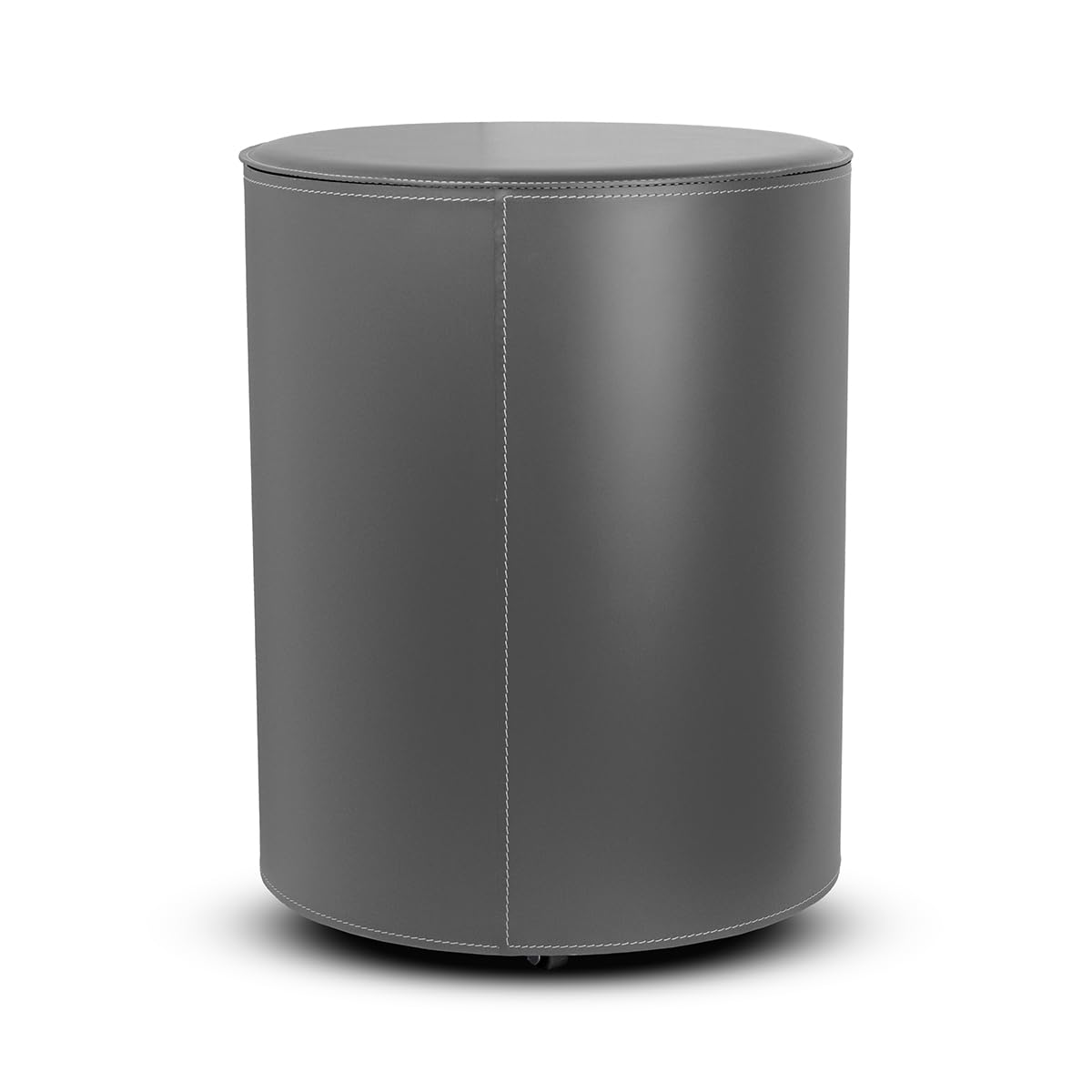 LIMAC Design TUTUN portalegna in cuoio con struttura in acciaio, coperchio in cuoio rigenerato, per stufe e caminetti, con ruote gommate, prodotto in Italia. (Antracite)
