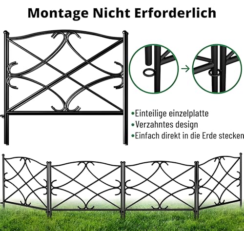 Amagabeli Garden Home 5PCS 60CM X 3M Beetzaun Metall Zaunelemente Dekorative Metall Gartenzäune Zaunelementen Gartenzaun Metall Zaun Garten Komplettset Zaun Metall Holz Draht Zäune Metall