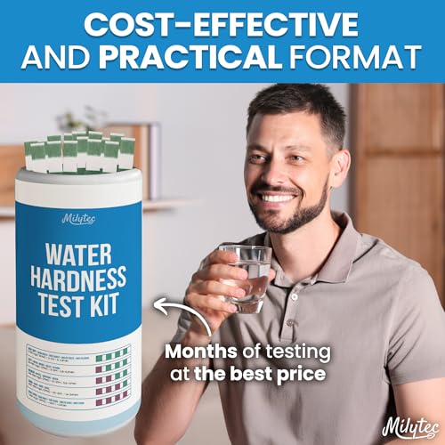 Image of Water Hardness Test Strips, 150 Tests - No More Guessing: 5-Pad Color Chart for Accurate Results - Hard Water Test Kit for Home, Well, Pool, Spa & Softener