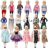 26 Pack Doll Clothes and Accessories - 1 Winter Coat 1 Jacket 4 Fashion Dresses Clothes 5 Top and 5
