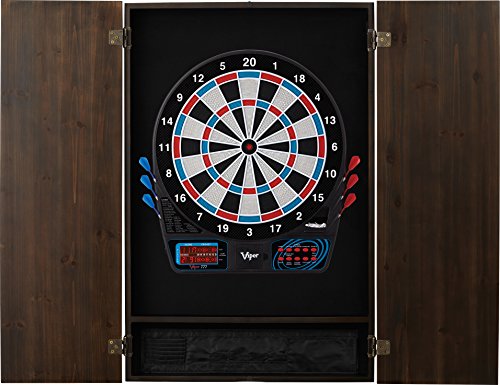Viper by GLD Products Metropolitan Solid Wood Cabinet & Electronic Dartboard Ready-to-Play Bundle: Standard Set (777 Dartboard), Espresso Finish