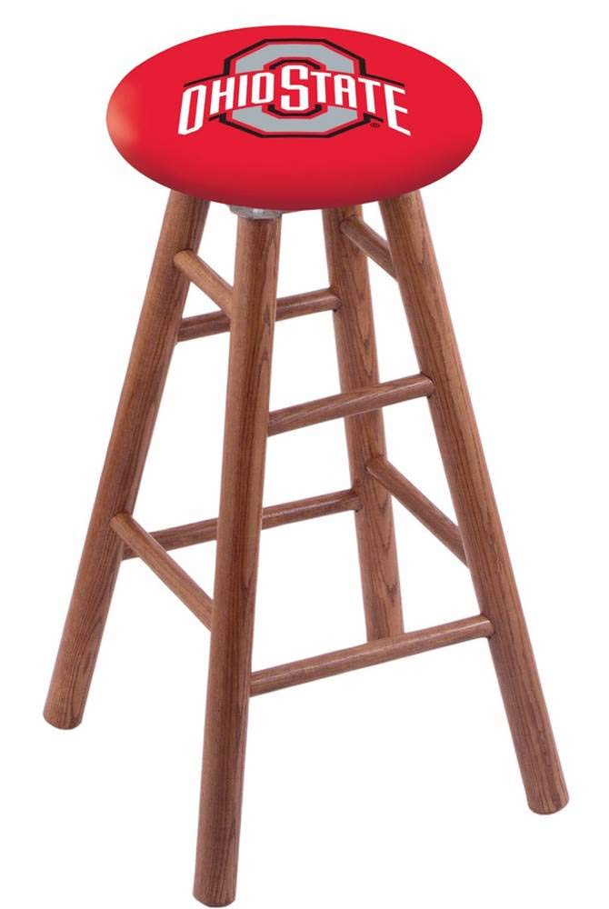 Holland Bar Stool Co. Oak Counter Stool in Medium Finish with Ohio State Seat by The