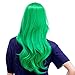 SWACC 26-Inch Long Curly Wave Cosplay Synthetic Wig Colored Hair Piece for Women with Wig Cap (Green)