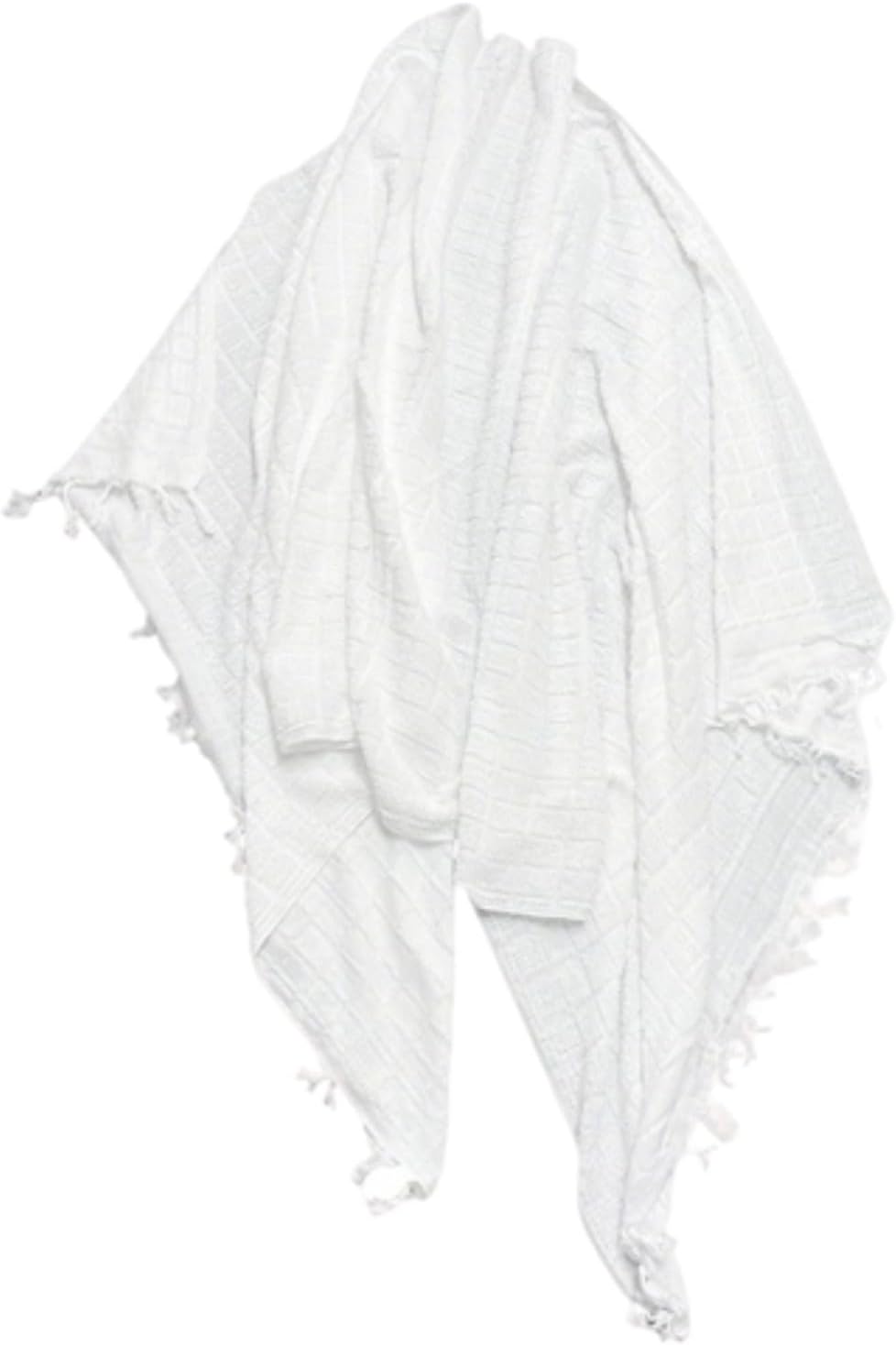 Muslim Prayer Shawl, Cotton Ihram Towel for Men, Muslim Hajj, White Ehram with Tassels, Soft Breathable, 84.6 x 42.5 in / 215 x 108 cm