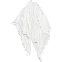 Muslim Prayer Shawl, Cotton Ihram Towel for Men, White Ehram with Tassels, Soft Breathable, Hajj & Umrah, 84.6 x 42.5 in / 215 x 108 cm