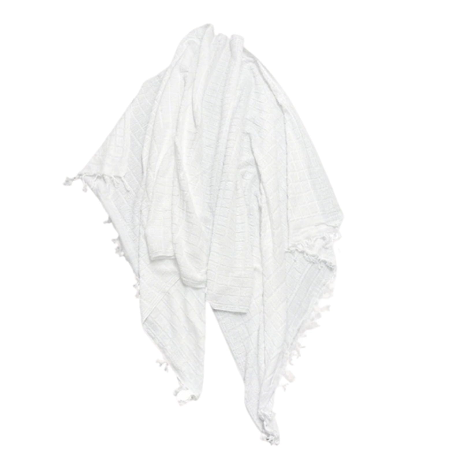 Ihram de algodón para Hajj: toalla blanca de 215x108 cm con borlas para la oración musulmana