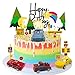 Toppers para Tartas - Tomicy Decoraciones Cumpleaños Niño Coche, sol, luna, pino, señal de tráfico Tarjeta de Feliz Cumpleaños Happy Birthday Kit para Niños Fiesta de Boda