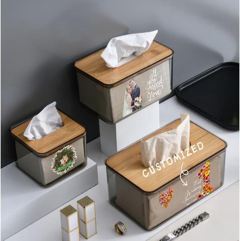 Custom Tissue Box,Customized with Your Design Pattern and Text on Each Sides,Innovative Home Decor Various Sizes image 2