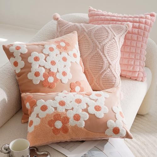 Housses de coussin en velours de qualité supérieure à marguerites