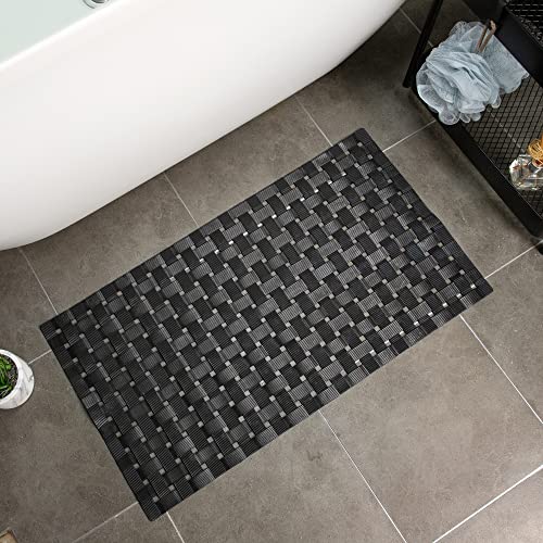 All Pride Bathtub And Shower Mat, Non Slip, Machine Washable, Woven Design, Perfect Bath Mat For Tub And Shower For Kids And Elderly, 28 X16 Inch, Black #TOP3