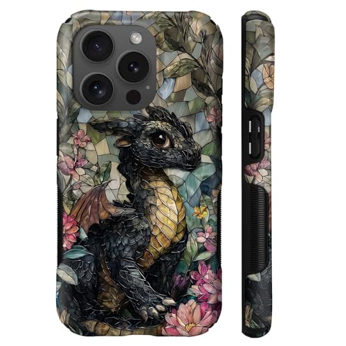 Coque iPhone 15 Pro MagSafe double couche silicone antichoc design dragon