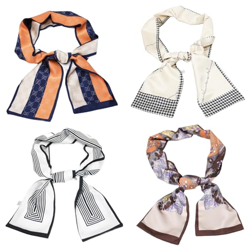 Lightweight Handbags Head Hair Neck Scarves for Women Silk Boho Headscarf Satin Hair Bandanas Purse Bag Scarf